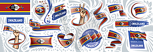 Set of national flag of Swaziland in various - vector clipart