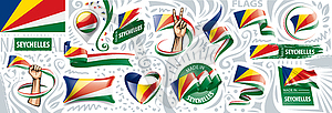 Set of national flag of Seychelles in various - vector image