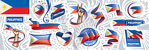 Set of national flag of Philippines in various - vector clipart