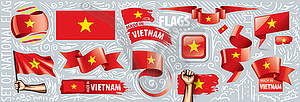 Set of national flag of Vietnam in various - vector clipart