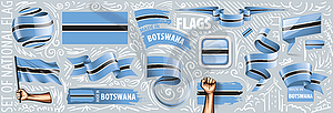 Satz Nationalflagge von Botswana in verschiedenen kreativen - Vektor-Clipart / Vektor-Bild