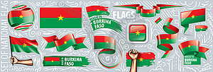 Set of national flag of Burkina Faso in various - vector EPS clipart