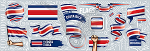 Set of national flag of Costa Rica in various - vector clipart