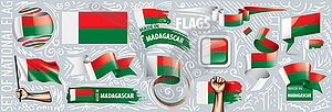 Set of national flag of Madagascar in various - vector clipart