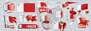 Set of national flag of Malta in various creative - vector clipart / vector image