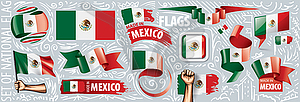 Set of national flag of Mexican in various - vector image