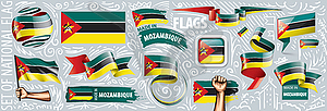 Set of national flag of Mozambique in various - vector clipart