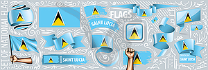 Set of national flag of Saint Lucia in various - vector clip art