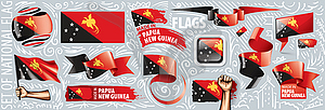 Set of national flag of Papua New Guinea in - vector clipart