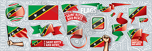 Set of national flag of Saint Kitts and Nevis - vector image