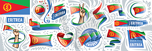 Set of national flag of Eritrea in various - vector image