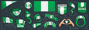 Set of national flag of Nigeria in various - vector image