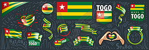 Set of national flag of Togo in various creative - vector EPS clipart