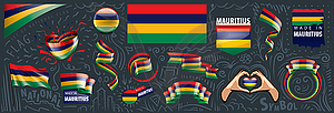 Set of national flag of Mauritius in various - vector clipart