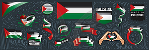 Set of national flag of Palestine in various - vector image