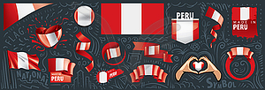 Set of national flag of Peru in various creative - vector clipart