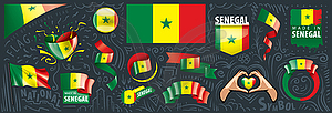 Set of national flag of Senegal in various - vector clip art