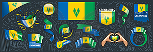 Set of national flag of Saint Vincent and Grenadines - vector image