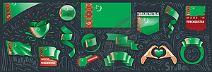 Set of national flag of Turkmenistan in various - vector EPS clipart