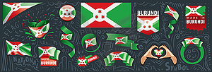 Set of national flag of Burundi in various - vector image