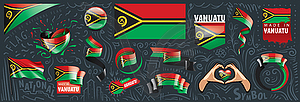 Set of national flag of Vanuatu in various - vector clipart