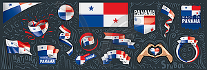 Set of national flag of Panama in various creative - vector EPS clipart