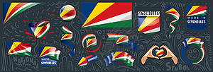 Set of national flag of Seychelles in various - vector clip art