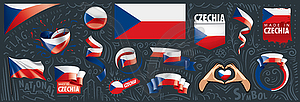 Set of national flag of Czechia in various - vector clip art