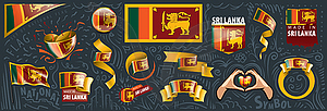 Set of national flag of Sri Lanka in various - vector image