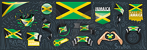 Set of national flag of Jamaica in various - vector image