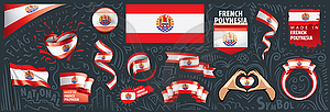 Set of national flag of French Polynesia in - vector image