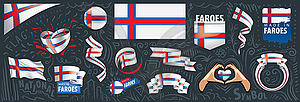 Set of national flag of Faroe Islands in various - vector clipart