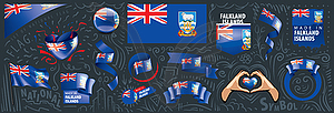 Набор национального флага Фолклендских островов в - рисунок в векторном формате