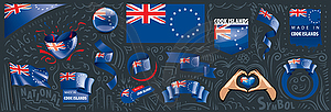 Set of national flag of Cook Islands in various - vector clip art