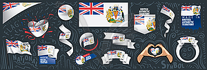 Set of national flag of British Antarctic Territory - vector image