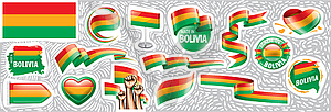 Set of national flag of Bolivia in various - vector image