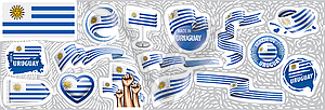 Set of national flag of Uruguay in various - royalty-free vector image