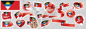 Set of national flag of Antigua and Barbuda - vector image