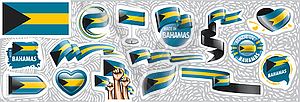 Set of national flag of Bahamas in various - vector clipart