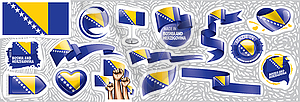 Set of national flag of Bosnia and Herzegovina - vector image