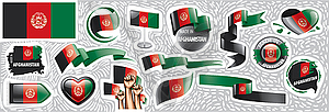 Set of national flag of Afghanistan in various - royalty-free vector clipart