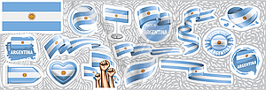 Set of national flag of Argentina in various - vector image