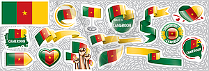 Set of national flag of Cameroon in various creativ - vector clipart / vector image