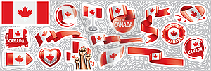 Set of national flag of Canada in various creative - vector image