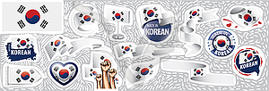 Set of national flag of South Korean in various - vector clipart / vector image