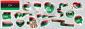 Set of national flag of Libya in various creative - vector clipart