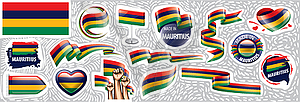 Set of national flag of Mauritius in various - vector image