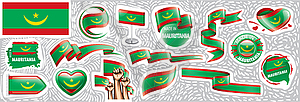 Set of national flag of Mauritania in various - vector clipart