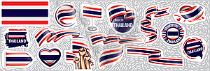 Set of national flag of Thailand in various creativ - vector clip art