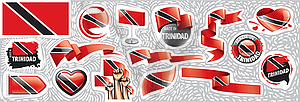 Набор национального флага Тринидада и Тобаго - рисунок в векторе